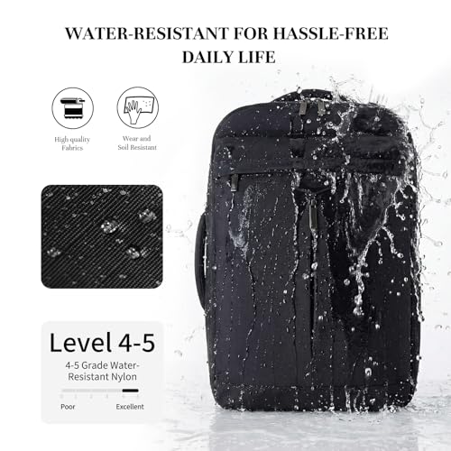 Timeet Travel Backpack for Women Men, 32L 4 In 1 Carry on Luggage Backpack, TSA Friendly Flight Approved 17 Inch Laptop Backpack, Waterproof Travel Bag for Work School Camping Hiking, Ink Black by Timeet - Image 9