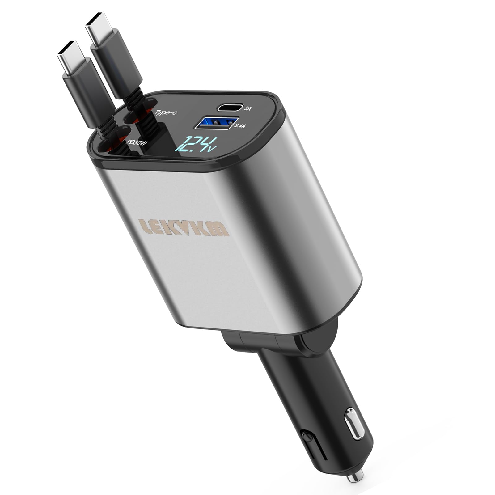 Amazon.co.jp: 【巻き取り式 2ポートType-C】LEKVKM 車 充電器 シガー