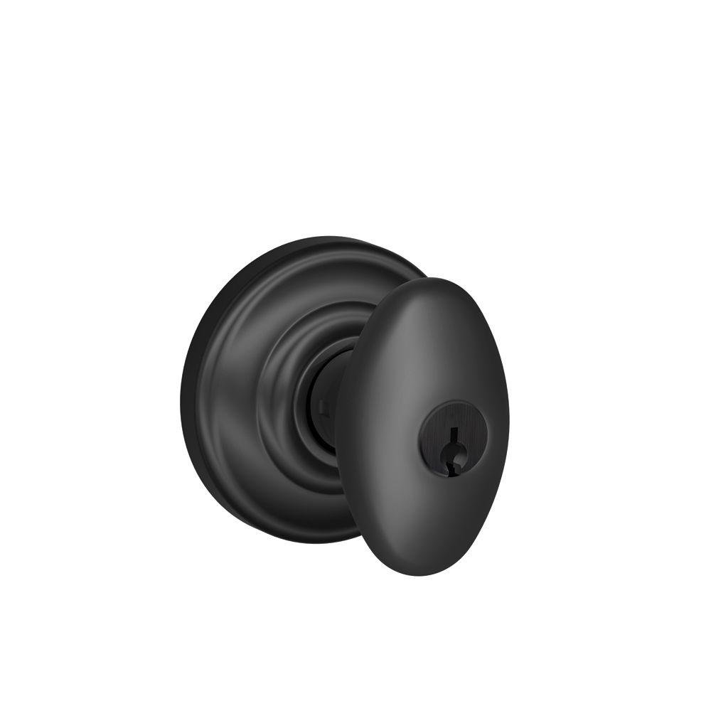 Schlage F51A SIE 622 Siena Topuz Andover Trim Anahtarlı Giriş Kilidi, Mat Siyah