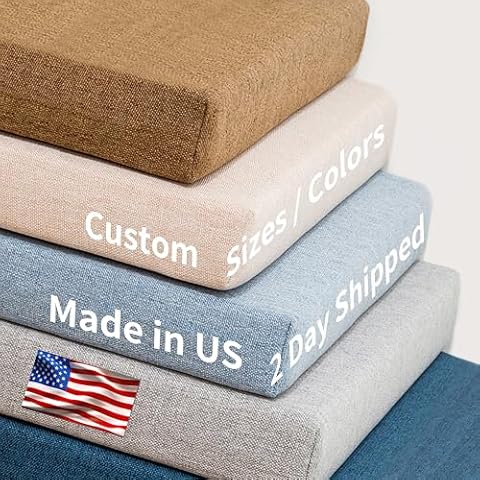 ColourTree Custom Size Bench Cushion for Indoor/Outdoor Patio Furniture/Chair/Window Seat, Premium 70D Foam (Custom Sizes/Colors/Thickness/Samples Available) (Discounted Second Cover) (4 Inch Thick) Cover