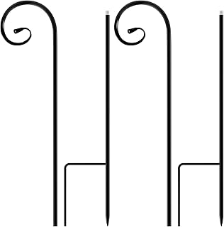2Pcs Shepherd Hooks,Rust Resistant Bird Feeder Pole Stand,31.5inch Metal Shepherd Crook Hook,Multipurpose Curled Hook for Bird Feeder Lights Lanterns Plant Baskets