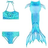 Le SSara 2018 Girls Shark Cosplay Traje Traje de baño Sirena Shell Traje de baño Conjunto (130, DH06)