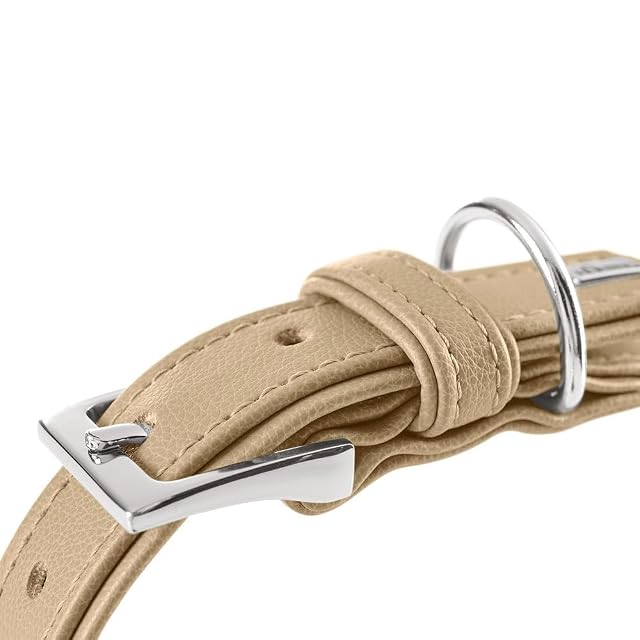 Foto 4 de 7 de Hunter Collar para Perros Amalfi, Color: Beige, Vegano, Piel sintética con Aspecto Nappa Suave