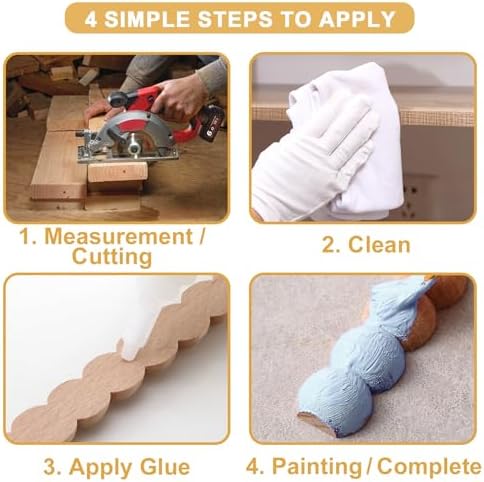 Soengsau 30-Pack 15.75" Unfinished Wood Beaded Trim - Easy to Paint, Cute Decorative Molding DIY Craft for Furniture Frame, Mirror Edge, Wall, Door, Closet, Dresser, Shelf — view 3