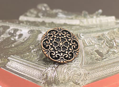 Bezelry 12 Pieces Concentric Flower Metal Shank Buttons. 20Mm (3/4 Inch) (Antique Copper) #TOP28
