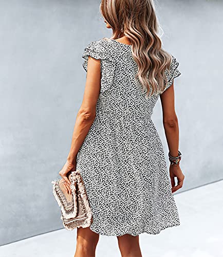 Tameya Casual Summer Dresses For Women, Cute Boho Ruffle Sleeves V Neck Beach Dress Loose Fit Mini Dress Short Flowy Swing Dress (Black, Xl(Us 16-18)) #TOP4