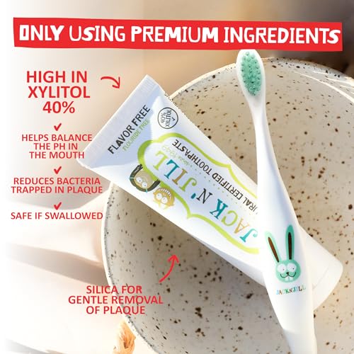 jack n39 jill natural toothpaste for baby and infants - fluoride free training toothpaste 40 xylitol bpa-free - flavor free 176 oz pack of 1