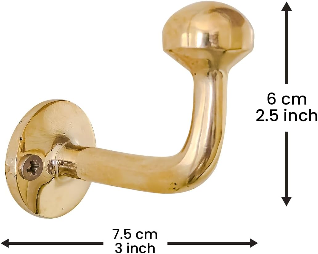 Handmade Unlacquered Brass Wall Hooks – Set of 2 | Solid Brass Coat & Towel Hooks | Vintage Wall Hangers for Bathroom, Kitchen, or Entryway