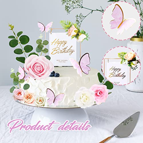 21 Pcs Butterfly Cake Toppers Flower Cake Topper Acrylic Happy Birthday Cake Toppers Artificial Rose Flowers Eucalyptus Leaves Cake Decorations For Wedding Birthday Party Bridal Baby Shower Supplies #TOP2
