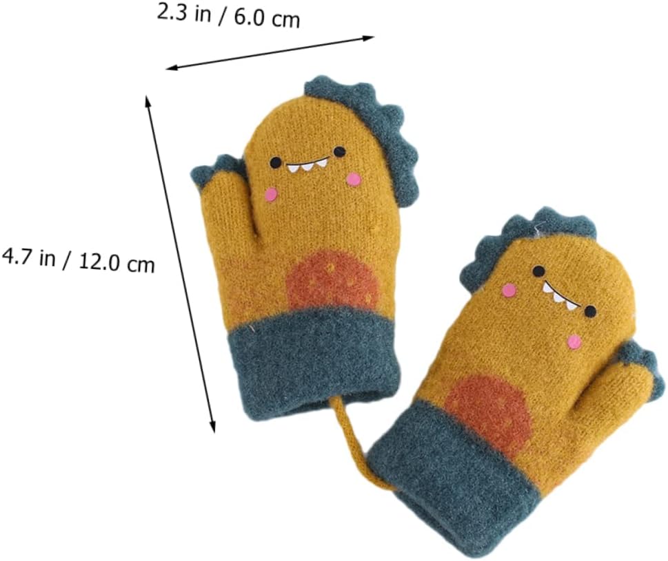 Veemoon Creative Cartoon Dinosaur Full-finger Gloves for Boy Girl Warm Fleece Winter Mittens for Ages Months Easy to Wear Cozy Hand Protectors for