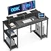 Produktbild ODK Gaming Schreibtisch Schwarz, Schreibtische mit Regal Reversibel, Computertisch mit Monitorständer, 120x50x86.5cm PC Tisch für Büro, Wohnzimmer