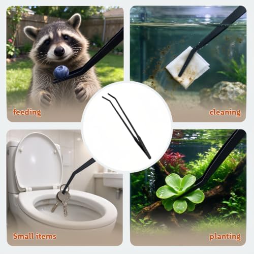 (15 Inch) Stainless Steel Aquarium Tweezers, Multipurpose Reptile Feeding Tongs, Anti-Wear Aquatic Plant Maintenance Tool for Fish Tank Landscape (Black Bend Tweezers) 1 Pcs — 사진 7