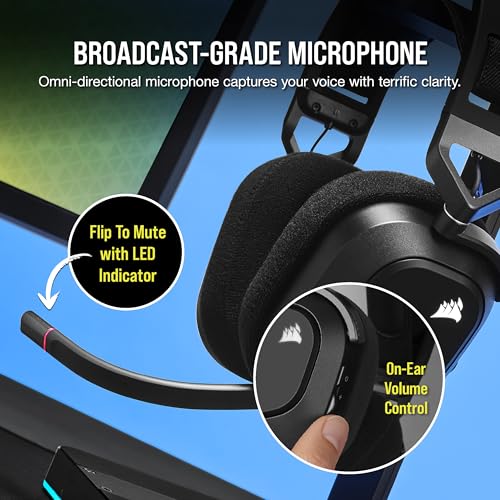 Corsair HS80 RGB Wireless Multiplatform Gaming Headset - Dolby Atmos - Lightweight Comfort Design - Broadcast Quality Microphone - iCUE Compatible - PC, Mac, PS5, PS4 - Black by Corsair - Image 6