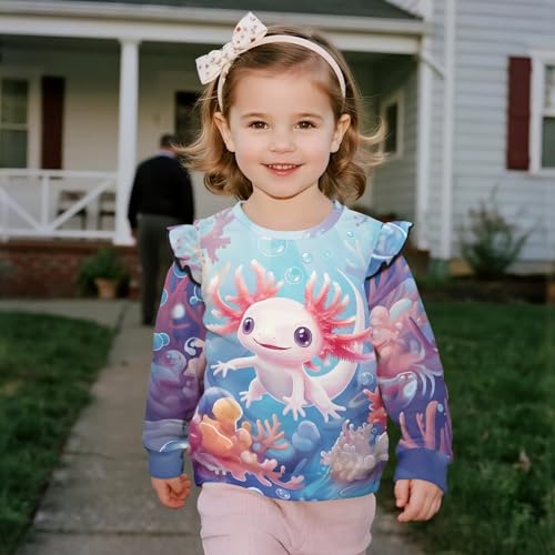 Girls Long Sleeve Oversized Sweatshirts Winter Warm Soft Girls Ruffle Long Sleeve Crewneck Sweatshirt4