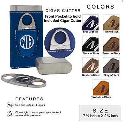 Miniatura 8 de Estuche y cortador de cigarros personalizados, grabado y monograma (bolsillo negro y plateado o tapa grabada)