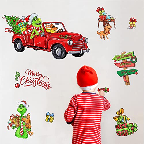 Mfault 2023 New Year Merry Christmas Funny G Ri N Ch Wall Decals Stickers, Xmas Max Dog Car Farmhouse Decoration Boy Girl Bedroom Art, Winter Holiday Gift Kid Room Home Kitchen Decor #TOP4