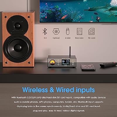 Douk Audio C100 PRO Mini Hi-Res Bluetooth Music Streamer Digital Audio Player Preamp DAC with USB Optical XLR - ESS9038 DSD512 & VU Meter & LED Display & Remote Control for Amplifier, Active Speakers