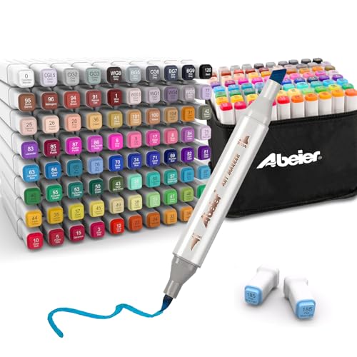 ABEIER 80 Colours Alcohol Markers,Dual Tip Alcohol Brush Markers,Art Pens for Artist,Brush pens for Illustration Colouring Sketching Drawing,Art Supplies for Adults