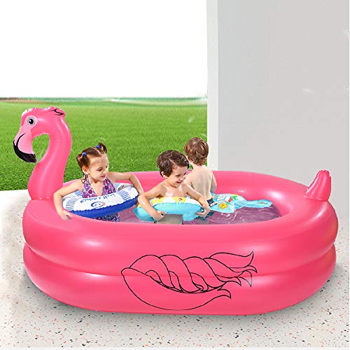 Kiddie Pool, Inflatable Pool, Flamingo Swimming Pool With Inflatable Soft Floor For Outdoor, Indoor, Backyard (60 In) #TOP3