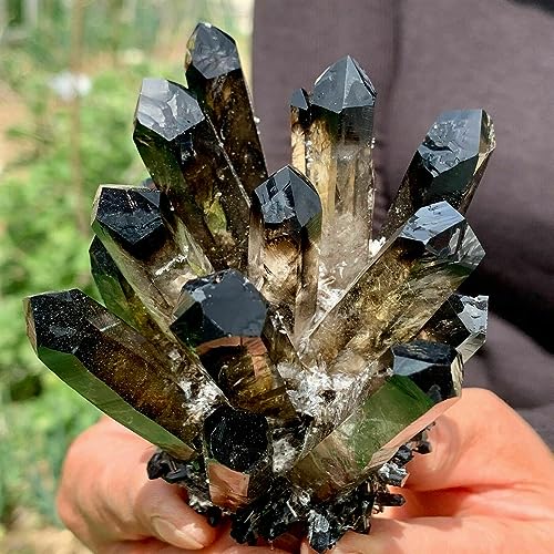 Quartz fumé noir 400g cluster de cristal naturel pour bureau - 2