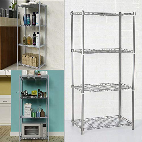 Shoze 4 Shelf Kitchen Storage Shelving Unit,Up To 50 Kg Per Shelf, Silver Greenhouse Staging,Office Storage