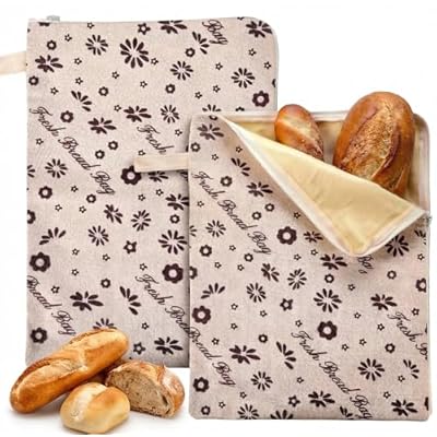 2-Pack Extra Large Beeswax Bread Bags with Zipper Seal – Reusable Bread Storage Bags, Eco-Friendly Natural Beeswax Lining, to Keep Homemade Bread Fresh for Sourdough & Artisan Loaves (grey) | with Zipper, reusable