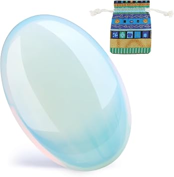 DUQGUHO Opal Stone Opalite Palm Stone 2.4 Synthetic Healing Crystal Gemstone Worry Stone Energy Balancing Polished Stones Blessing Gifts Boho Pocket Stone 1PCS