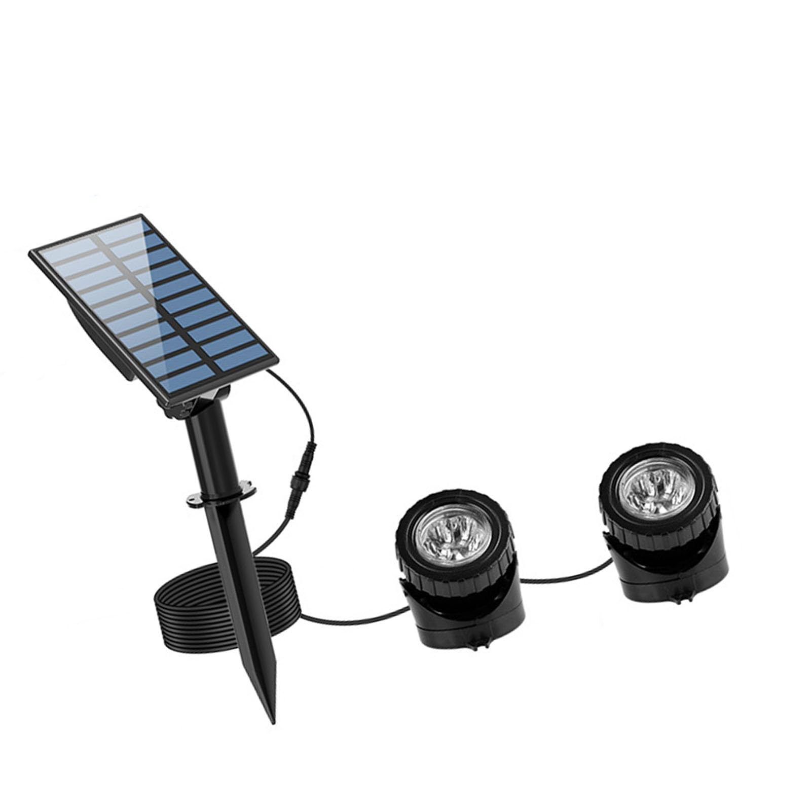 Paquete de 2 luces solares subacuáticas cambiantes con batería de 2000 mAh IP68 impermeable para piscinas y jardines, luces de fuente alimentadas por energía solar