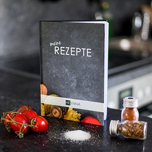 HEYNNA Kochbuch zum Selbst Schreiben - Rezeptbuch mit Register, Blanko Notizbuch ideal zum Schreiben der Lieblingsrezepte und Backrezepte - A5-Hardcover