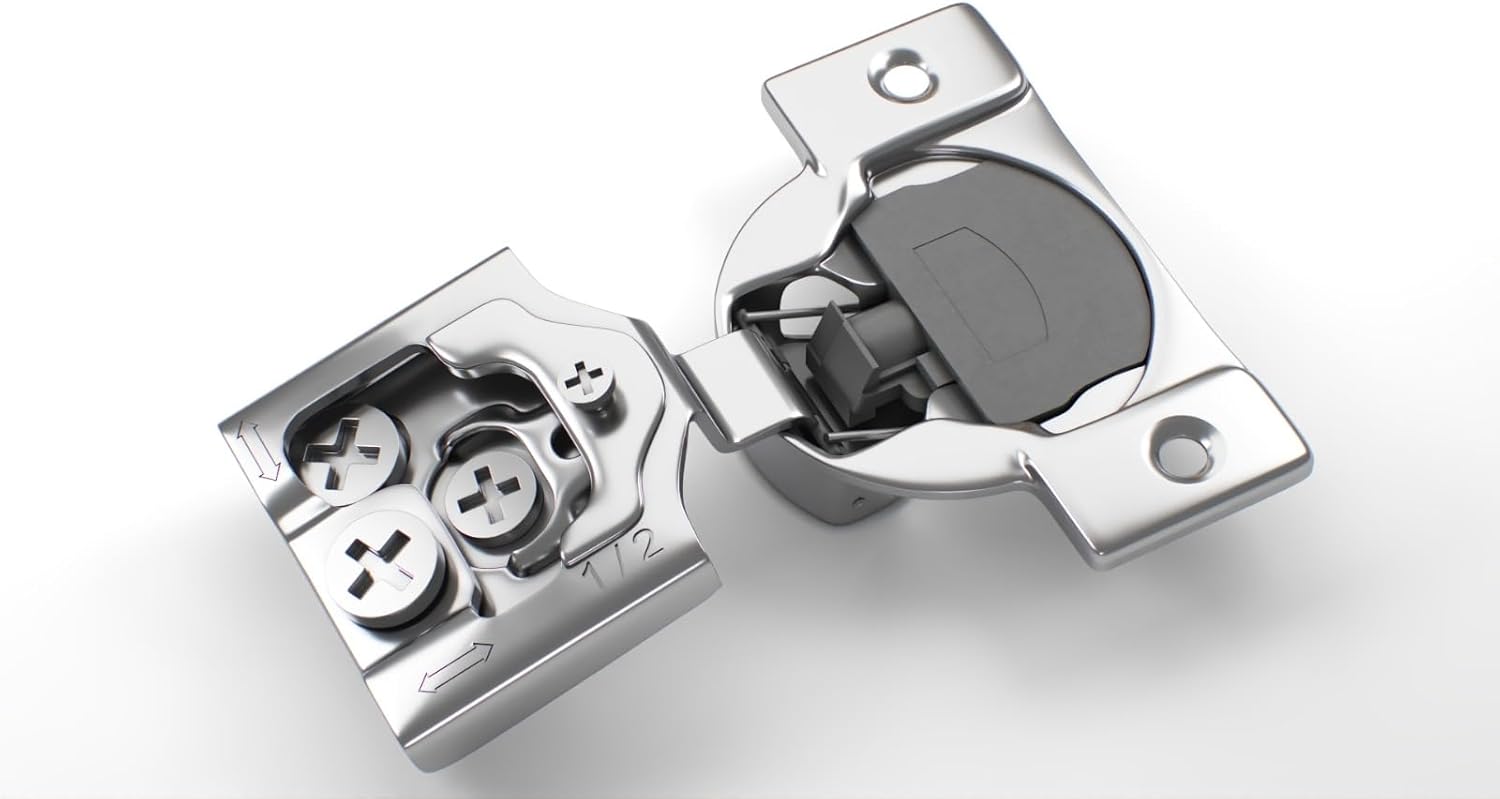 Berta 20 Pack, 1/2" Overlay 3D Soft Close Concealed Hinge for Face Frame Door, Smooth Slow Self Closing Hinges, Satin Nickel, Hidden 105° Open Angle Hinge for Kitchen Cabinet Door