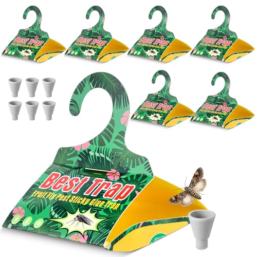 Mysora 6 Pack Codling Moth Traps for Apple Trees with Pheromone Lures Triangular Hanging Sticky for Apple Trees Includes 6Traps & 6 Lures for Orchard & Garden Use