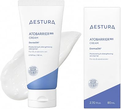 AESTURA Atbarrier 365 Cream, 2.7 fl oz 80 ml, Sensitive Skin, Korean Cosmetics, Moisturizing Cream, Skin Care, Emulsion, Dry Skin, Unscented, Colorant-Free, Ceramide, Hypoallergenic, Derma