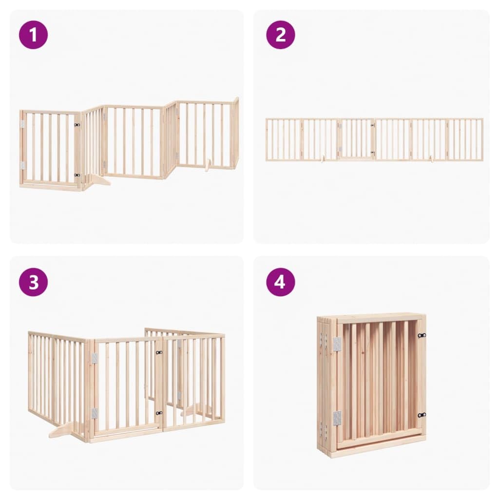 Rejilla para perros con puerta plegable, 6 paneles, madera de álamo de 300 cm, protección independiente, cerca, barrera de seguridad interior y exterior para perros, cachorros, entrenamiento