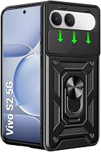 TheGiftKart Tough Armor Bumper Back Cover Case for Vivo S2 5G | Sliding Camera Cover, Kickstand & Ring Holder | 360 Degree Protection Back Cover Case for Vivo S2 5G (PC & TPU, Black)