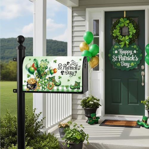 Inisajace Magnetic Mailbox Covers Standard Size 21×18 Inch - 4 PCS Spring Valentine\'s Day St. Patrick\'s Easter Theme Mailbox Covers Wraps, Garden Yard Farmhouse Home Outdoor Decor Supplies - Thumbnail 4