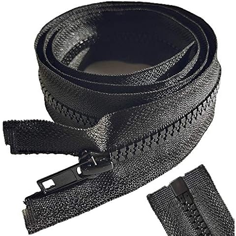 2PCS #5 34 Inch Separating Jacket Zippers for Sewing Coats Jacket Zipper Black Molded Plastic Zippers Bulk for Coats, Bags, Jackets, and Other Sewing Crafts (34 Inch) Cover