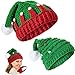 Sumind 2 Pieces Unisex Christmas Knit Beanie Santa Hat Winter Warm Crochet Bearded Cap with Fur Pom Pom Handmade Knitted Reindeer Cap for Adult
