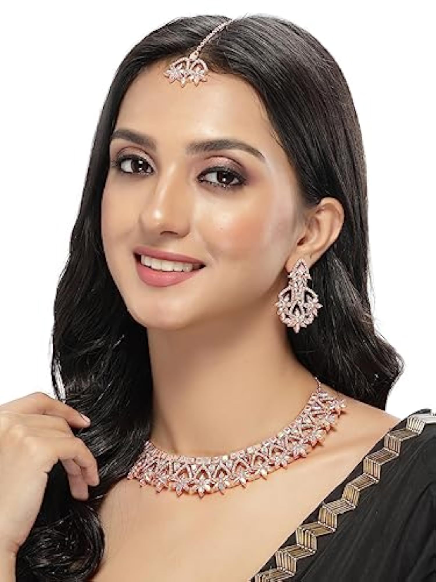 Rainbow Stone Necklace Set with Maangtika