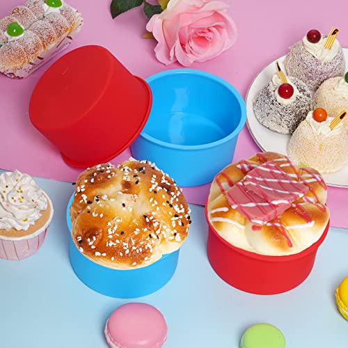 mifengda 12pcs Silicone Cake Mold Baking Round Cake Molds 4 Inch Non-Stick Baking Pan Kitchen Silicone Cake Molds for Baking(Red, 4inch) - Thumbnail 6