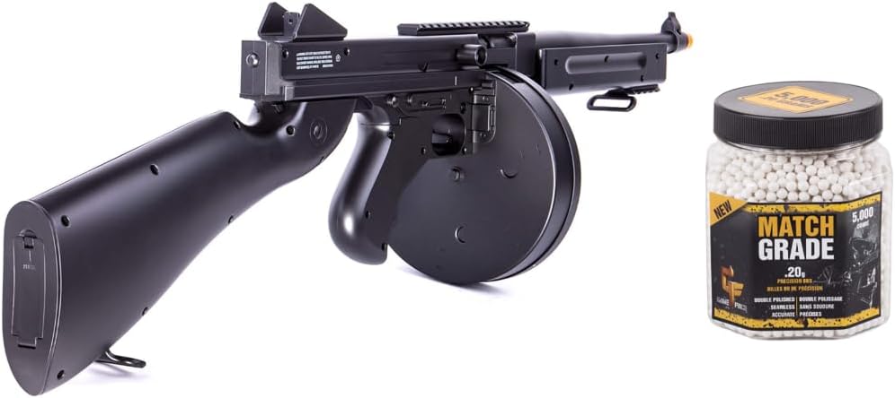 Game Face ASRGTH Electric Full/Semi-Auto Airsoft Submachine Gun + Game Face 20GPW5J 6mm Match Grade .20-Gram 6mm White Airsoft BBS (5000-Count)