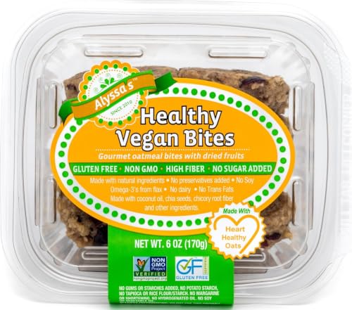 Alyssa’s Vegan Oatmeal Bites ⎸ Gluten Free Cookies, Healthy Snacks from the Bakery ⎸ Dairy Free, Sugar Free, Low Carb, Keto Protein Snacks ⎸ Gluten Free Snacks for Kids ⎸ 8 Cookies per box, 1 Pack