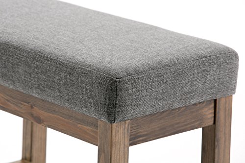 Simplihome Milltown 26 Inch Wide Rectangle Ottoman Bench Grey Footstool, Linen Look Polyester Fabric For Living Room, Bedroom, Contemporary Modern #TOP3