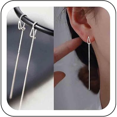 Cz Teardrop Threader Earrings Long Tassel Threader Dangle Earrings Gold Bar Threader Chain Earrings Crystal Tassel Threader Earrings Jewelry for Women