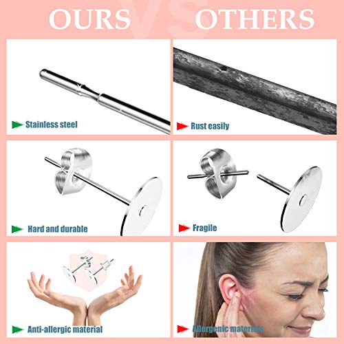 Veract Earring Posts And Backs, 2000Pcs Hypoallergenic Earring Studs For Jewelry Making Kit And Butterfly Earring Backs And Rubber Earring Backs With Box (4Mm, 5Mm, 6Mm, 8Mm, 10Mm) #TOP3