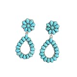 Bohemian Turquoise Geometric Oval Flower Drop Dangle Earrings Ethnic Teardrop for Women Girls Statem