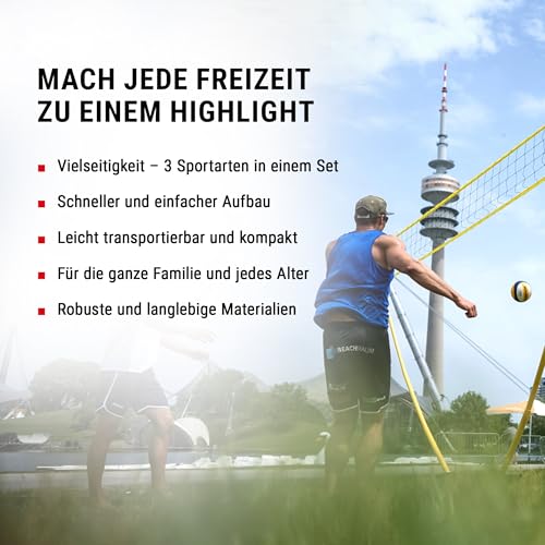 Beachvolleyballnetz Hammer 3 in 1 Set für Volleyball und Mehrsport