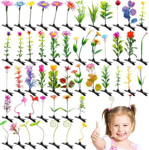 FOIMAS 50pcs Bean Sprout Hair Clips,Novelty Flower Plant Hairpins Barrette Hair Pins Mushroom Hair Accessories for Rave Costume Party Home Decoration Supply — view 6