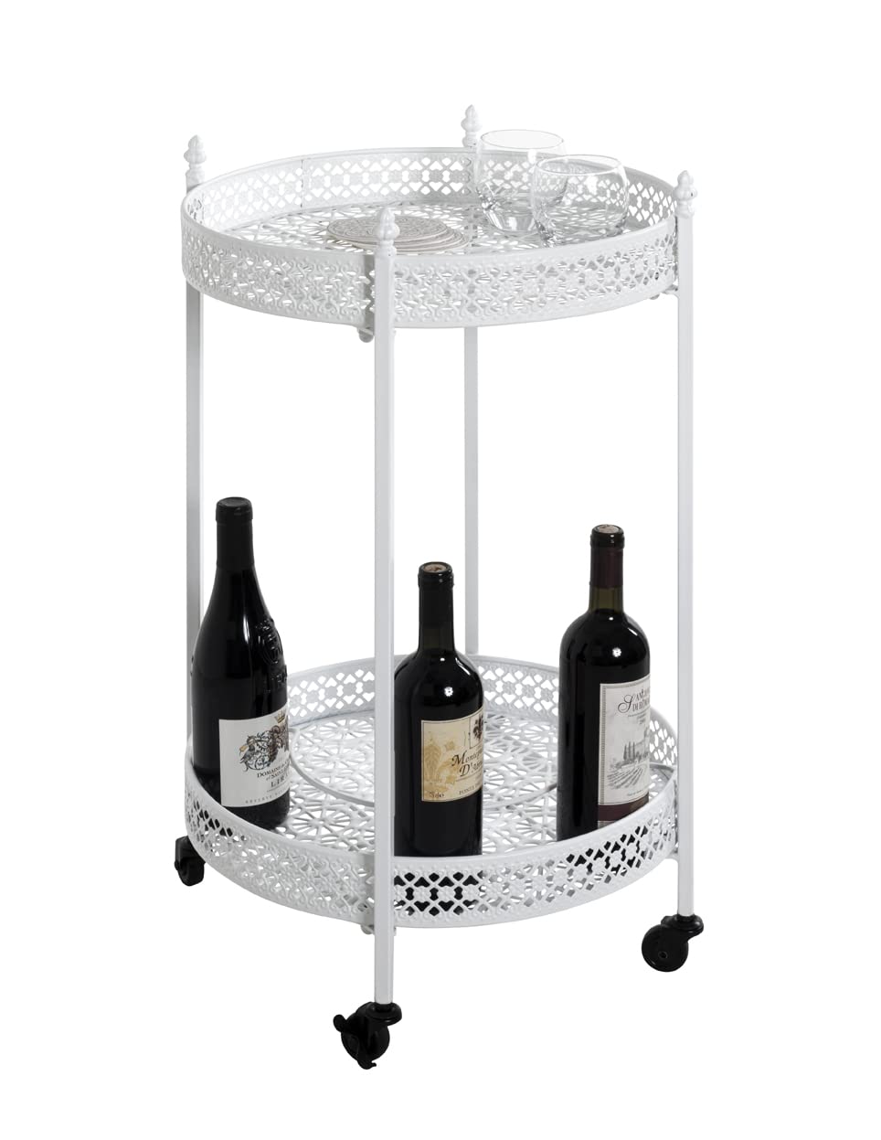 HAKU Carro de Servicio Blanco, Blanco, Metal, Metal - Dim.: AL 74 cm x diámetro 45 cm, Estilo: Muebles Costeros