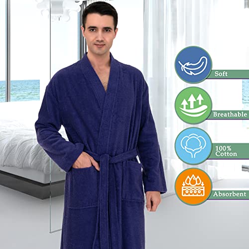 TowelSelections Mens Robe 100% Cotton Terry Cloth Towel Bathrobe Calf Length Shower Bath Robe for Men 5