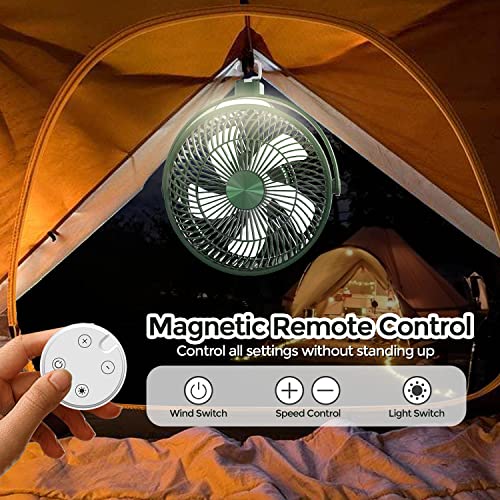 Edon Portable Fan – 10In Camping Fan With Led Lantern, 270° Rotation Battery Operated Fan, Rechargeable Desk Fan With Tripod, Remote Control, 3 Speeds Tent Fan For Camping, Outdoor #TOP2